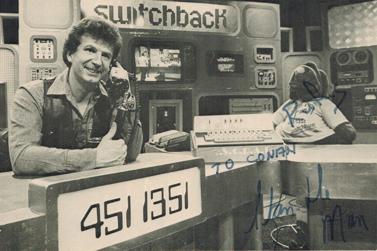 Photograph of the Switchback host Stan "the Man" Johnson, circa 1983.